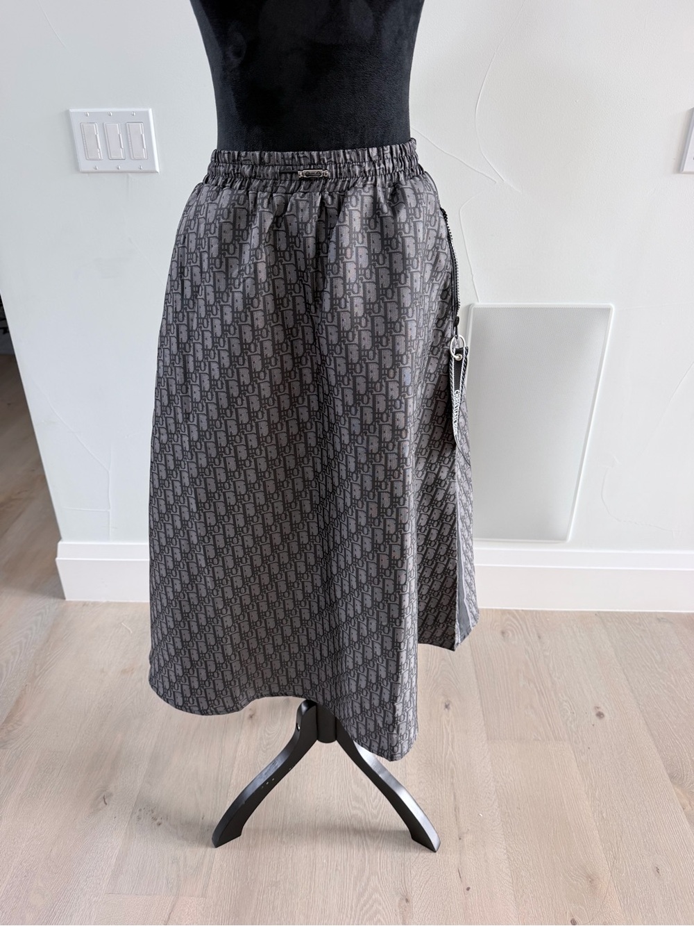 Dior Women's Gray Patterned A-Line Skirt size S